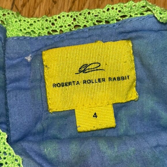 Roberta Roller Rabbit Kids Blue Dress with Green Embroidery - Picture 3 of 3